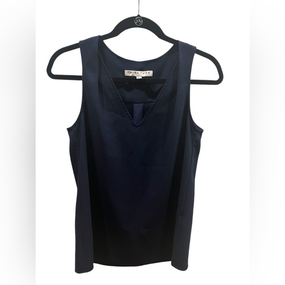 Trina Turk Ariel Navy polyester sleeveless blouse size XS - Picture 1 of 5